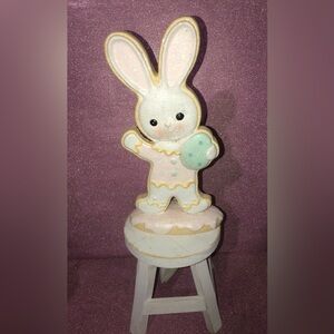 🌸 Cute “ Gingerbread “ Bunny Figurine with Egg with “ sugar “ overlay